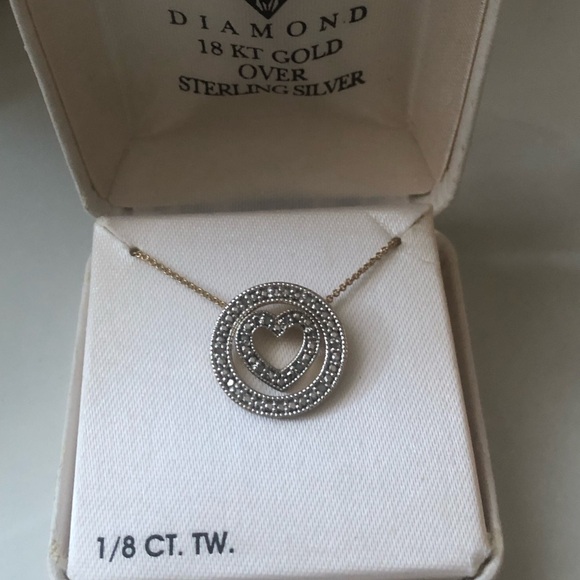 Sterling silver diamond pendant necklace - like new - Picture 2 of 3
